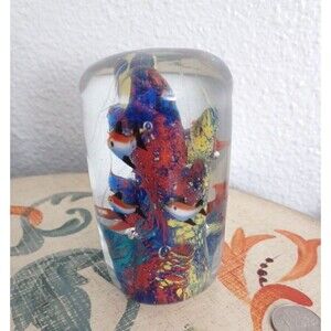 Vintage Murano (?) Glass Tropical Fish Aquarium Heavy Paperweight 3lb 10z